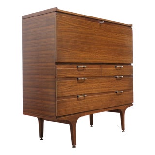 Mid Century Modern Vintage Teak Bar Cart Cocktail Cabinet Dry Bar by Meredew For Sale