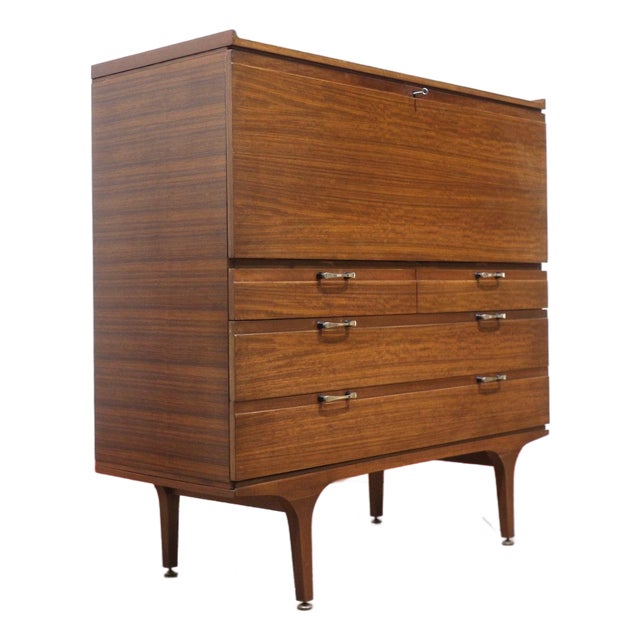 Mid Century Modern Vintage Teak Bar Cart Cocktail Cabinet Dry Bar by Meredew For Sale