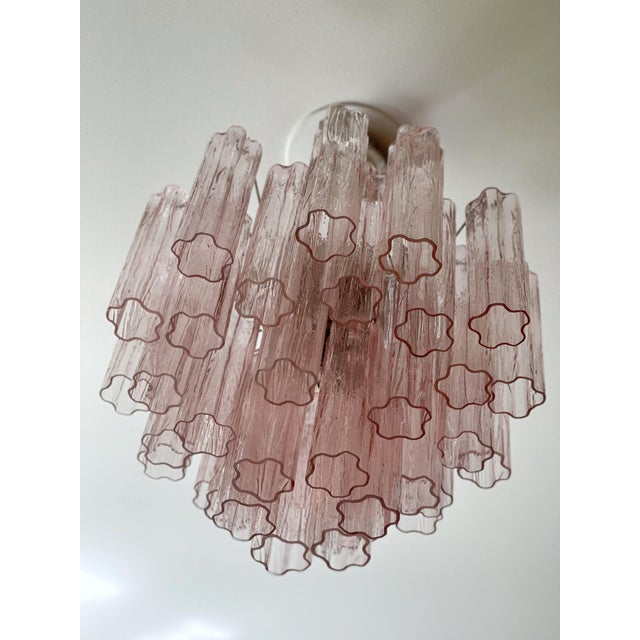 Pink Pink Murano Glass Tronchi Chandelier For Sale - Image 8 of 12