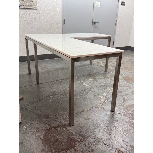 2020s Room & Board Portica Marble Top Desk + Return For Sale - Image 5 of 12