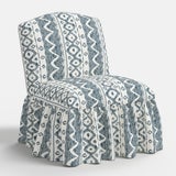 Ashburn Ruffle Slipper Chair in Linny Ikat Slate For Sale