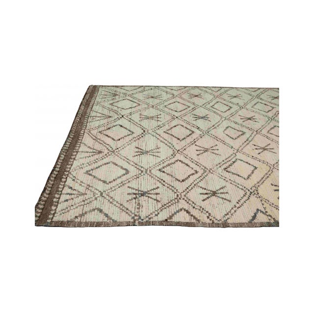 Brown & Natural Modern Wool Rug For Sale - Image 4 of 7