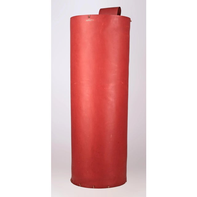 French Mid-20th Century Modern French Red Leather Cylindrical Umbrella Stand by Hermès Paris For Sale - Image 3 of 12