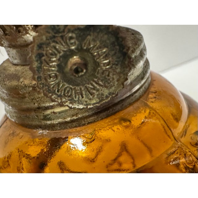1960s Vintage 1960s/70s Miniature Amber Stained Glass Oil Lanterns- Set of 2 For Sale - Image 5 of 8