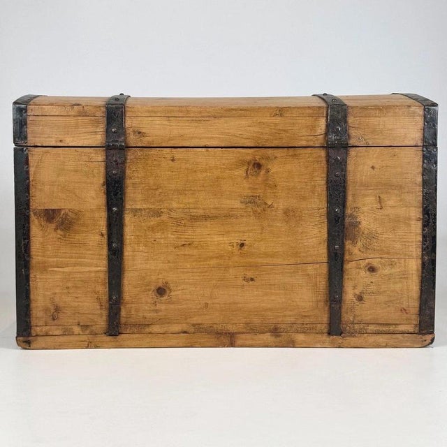 Wood 19th Century Antique English Pine Dome-Top Storage Chest For Sale - Image 7 of 12