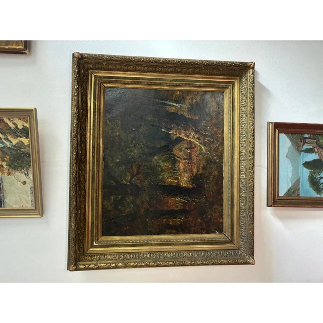 René Gourdon, Peasant Woman in the Forest, Oil on Canvas For Sale - Image 4 of 12