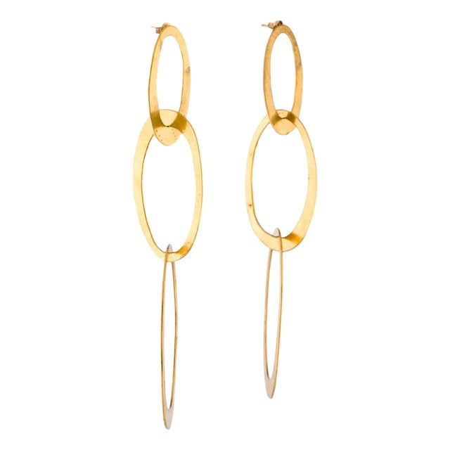 90s Herve Van Der Straeten Hoop Earrings Gold Plated Signed Vintage, A Pair For Sale