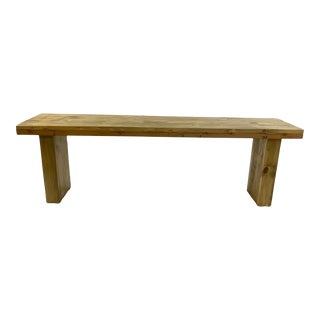 1980s Brutalist Boho Chic Swedish Rustic European Pine Bench - 55” Long For Sale