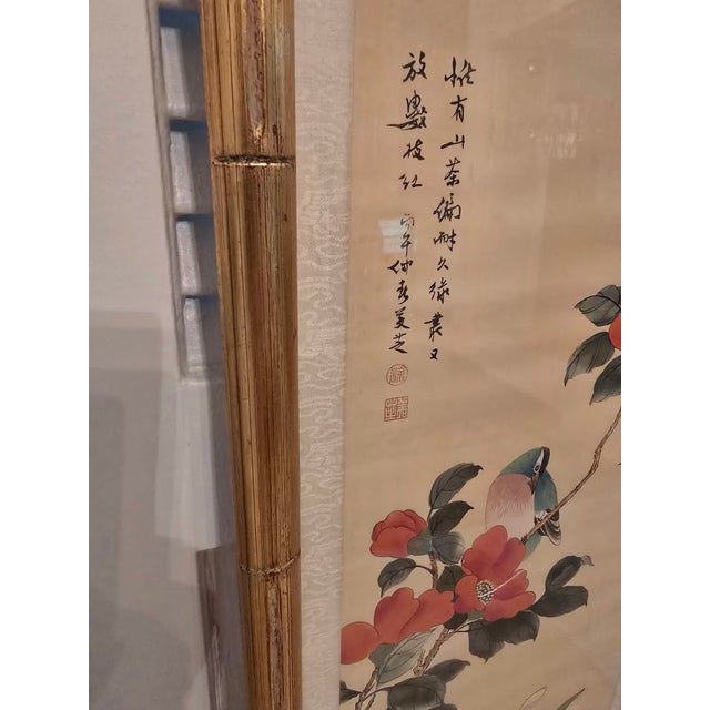 Paper Vintage Asian Wc Painting Signed Bird of Paradise For Sale - Image 7 of 13