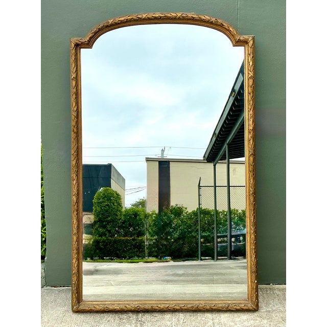 Vintage Monumental French Gilt Plaster Floor Mirror For Sale In West Palm - Image 6 of 12
