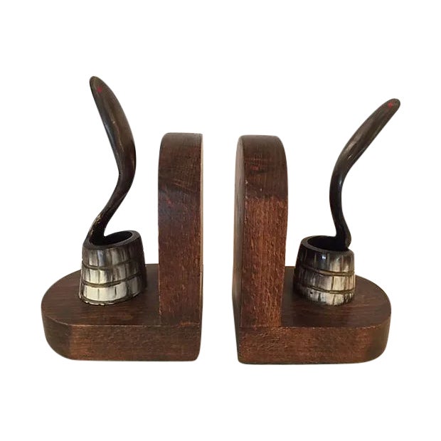 Wood & Horn Snakes Bookends A Pair Chairish
