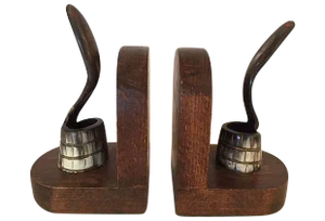 Wood & Horn Snakes Bookends - A Pair
