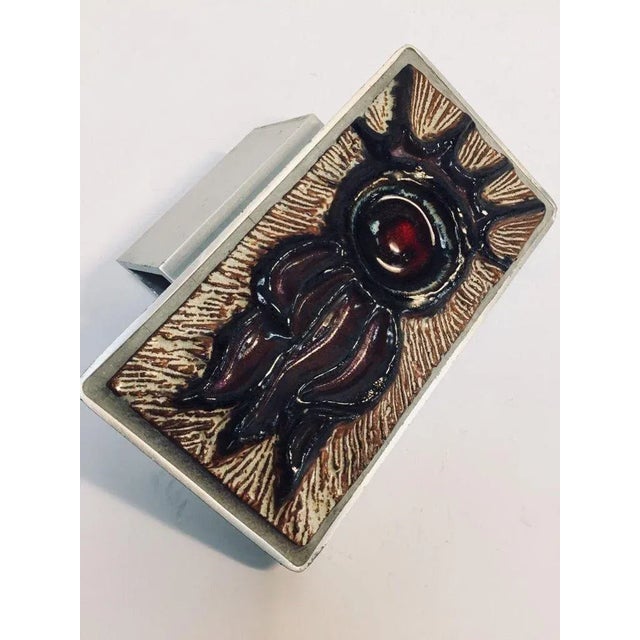 Mid-Century Modern Mid Century Vintage Juliette Belarti Belgian Tile Faced Entry Door Handle For Sale - Image 3 of 12