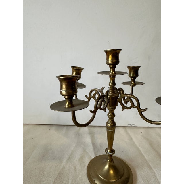Mid-Century Modern Mid-Century Brass Candelabra For Sale - Image 3 of 7