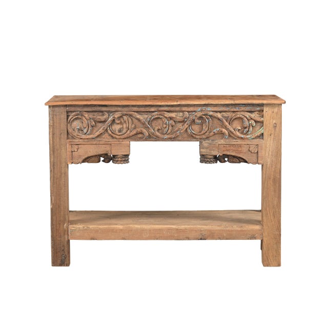 Indian Indian Bleached Teakwood Console Table Constructed From Antique Carvings and Reclaimed Wood For Sale - Image 3 of 4