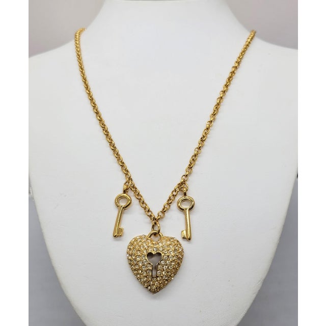 ネックレス・ペンダント VINTAGE HOLLYWOOD Porte Love Lock Necklace BMH1319 Vintage Signed Napier Rhinestone Heart Lock Pendant Necklace