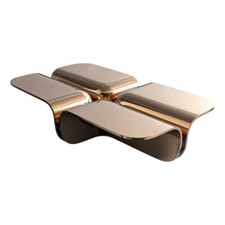 Alphacute" Coffee Table With Bronze, Handcrafted For Sale