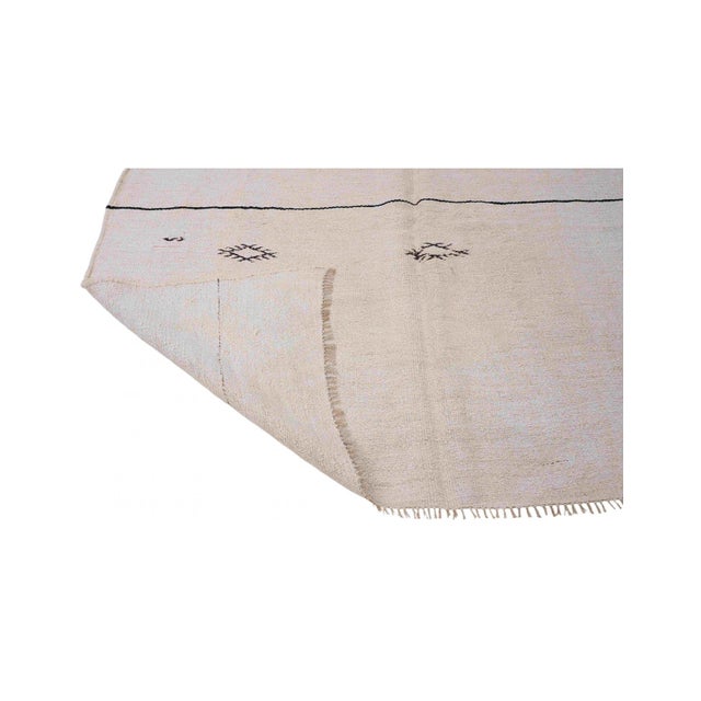 White Black Striped Vintage Hemp Rug - 5`10″ X 11`4″ Ft. For Sale In Los Angeles - Image 6 of 6