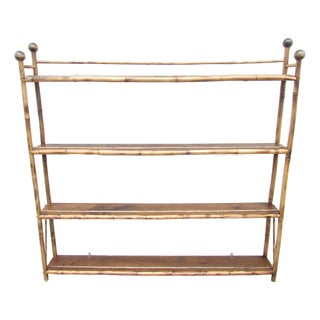 Antique English Bamboo Wall Shelf or Plate Rack For Sale