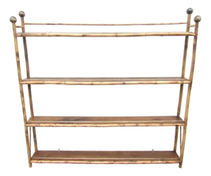 Antique English Bamboo Wall Shelf or Plate Rack