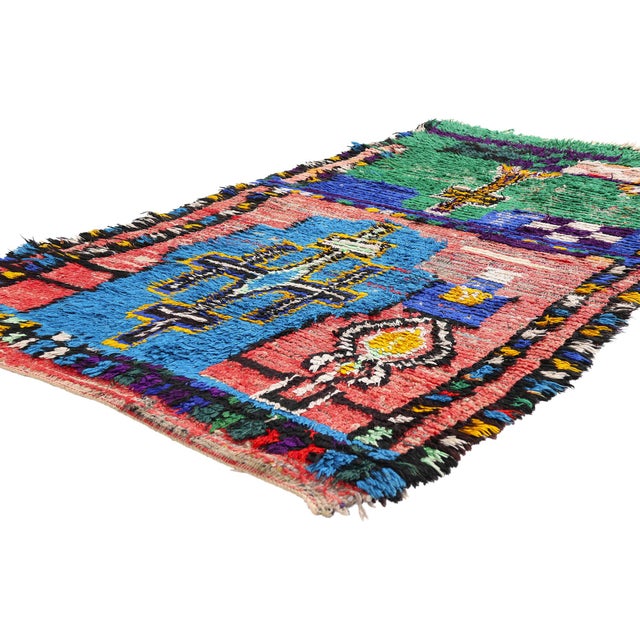 21943 Vintage Azilal Moroccan Rug, 03'04 x 05'06. The Sacred Threshold: A Vintage Azilal Moroccan Masterpiece of Tribal...