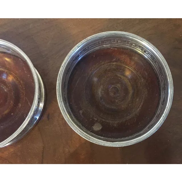 Antique Early 19th Century English Old Sheffield Silver Wine Bottle Coasters with Greek Border by Matthew Boulton - A Pair For Sale - Image 4 of 13