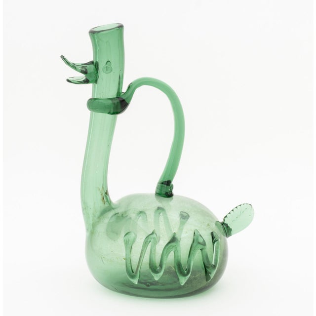 Empoli Glass Duck Form Ewer. 14.25" H x 10" W x 8.25" D. Provenance: From a New York City Collection.
