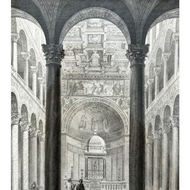 19th Century 19th Century Engraving of the Basilica of Saint Agnes Outside the Walls in Rome For Sale - Image 5 of 14