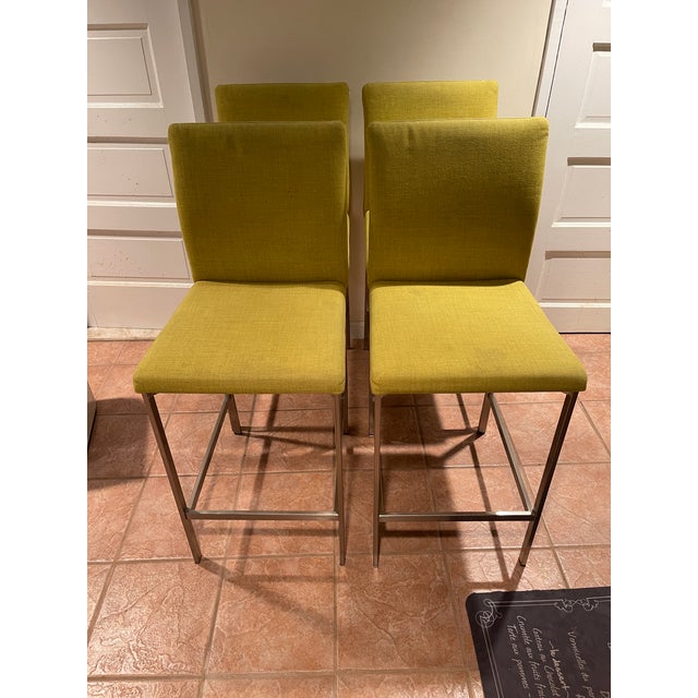 Set of 4 Trica Mancini Counter Stools in Knoll Fabric Chairish