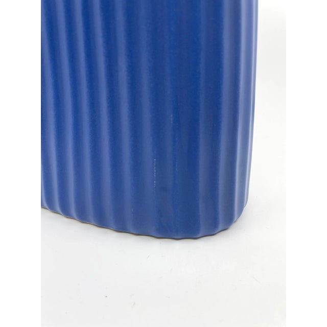 Vintage Blue Art Deco Textured Vase For Sale In New York - Image 6 of 13