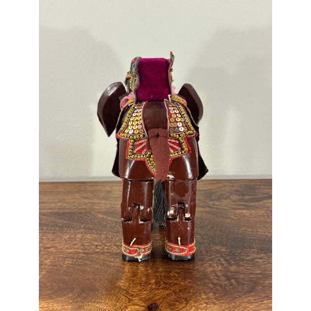 Vintage Indian Articulated Folk Art Elephant Toy, Hand Carved & Decorated For Sale In Miami - Image 6 of 7