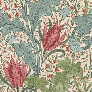 Morris & Co. Lent Lily Wallpaper in Plum/Bayleaf- a sample For Sale