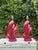 Late 20th Century Vintage 1980s Postmodern Cranberry Red Sculptural Wave Ceramic Table Lamps - A Pair For Sale - Image 5 of 10