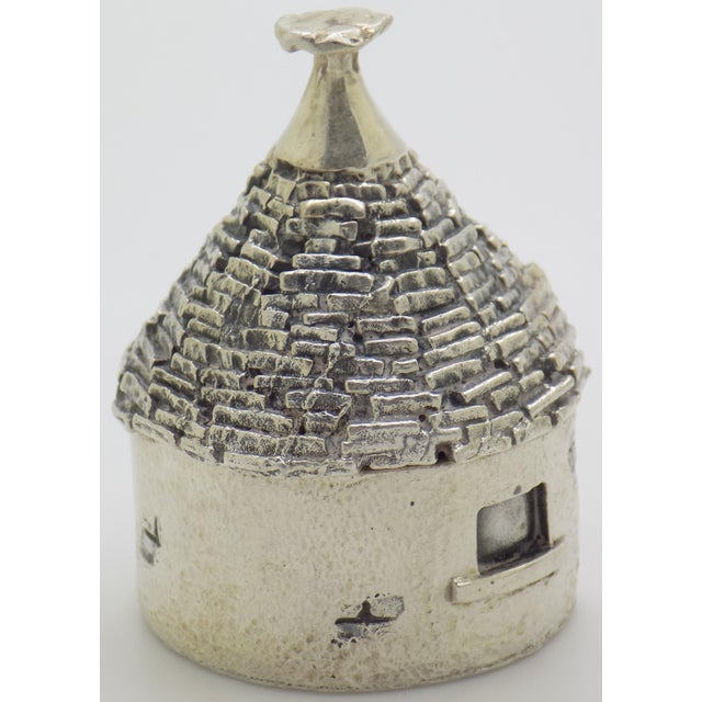 1980s Vintage Italian Handmade Genuine Solid Sterling Silver 925 Trullo Traditional South Italian House Figurine For Sale - Image 5 of 9