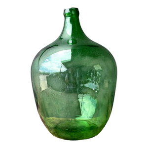Vintage Green Glass Demijohn Bottle