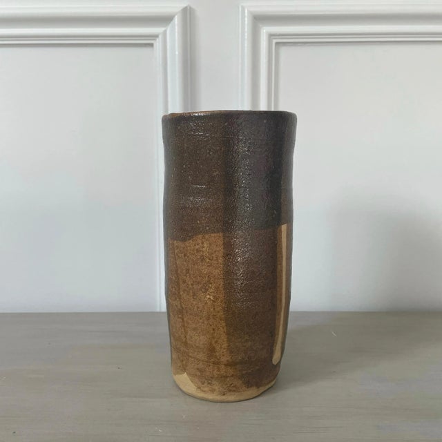 Late 20th Century Late 20th Century Shabby Chic Studio Art Hand Thrown Pottery Vase Signed by Artist For Sale - Image 5 of 5