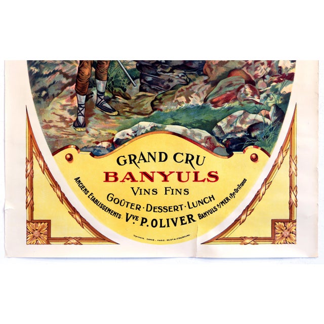 Art Nouveau 1900 French Wine Poster - Grand Cru Banyuls, Vve. P. Oliver For Sale - Image 3 of 5