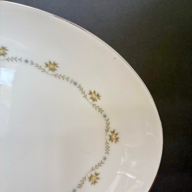 Vintage Wyndham “Buttercup” Oval Platter– Yellow & Blue Floral With Silver Trim – 14" For Sale - Image 4 of 8