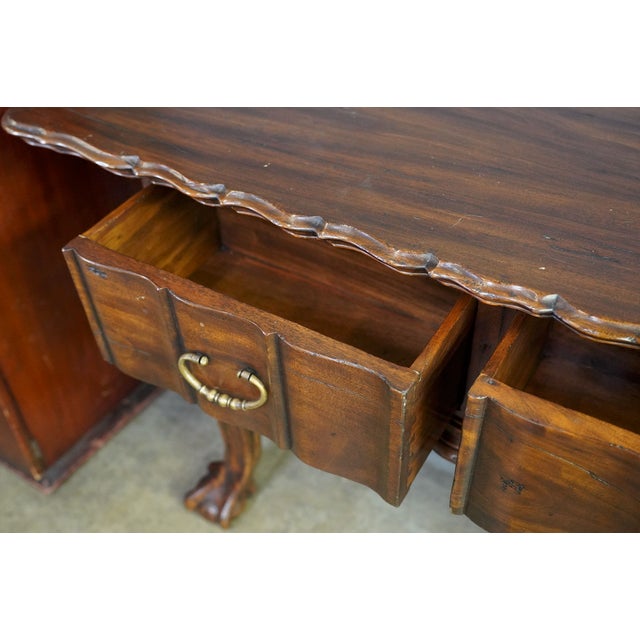 Alfonso Marina Spanish Colonial Mahogany Console With Carved Claw Feet 20th Century For Sale - Image 11 of 12