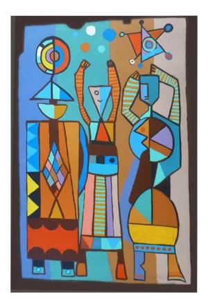 1970s Cubist Mayeu Passa Jugglers Hand Signed Artist Proof Lithograph