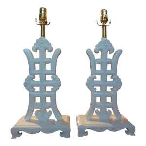 Pair of Asian Modern James Mont Style Lacquered Lamps