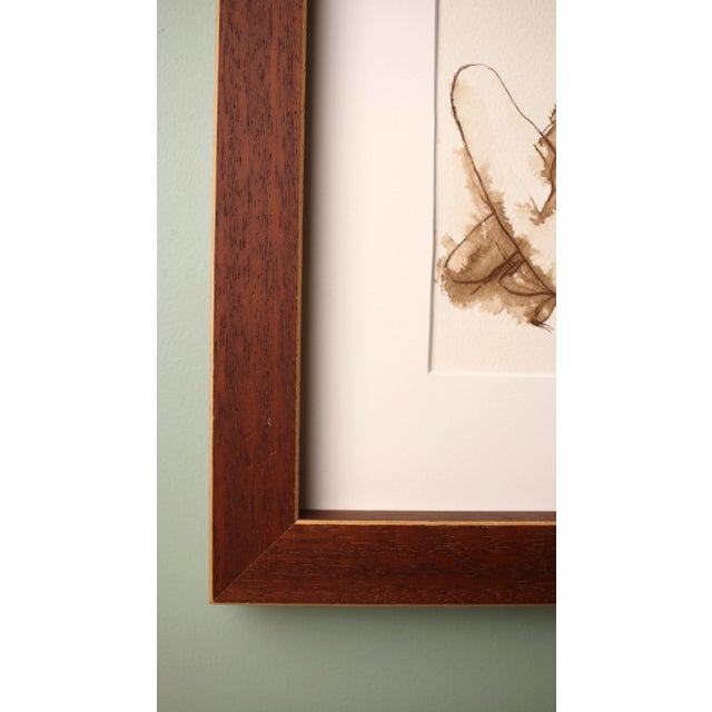 Michelle Arnold Paine Original Nude Female Framed Figure Drawing in Brown Ink For Sale - Image 4 of 7