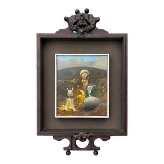 Pavel Bouda Surrealist Oil on Board Landscape, Signed, Late 20th Century For Sale