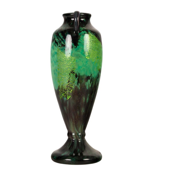 Green Early 20th Century French Art Deco Nancy Daum Tall Decorative Vase For Sale - Image 8 of 9