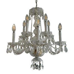 Crystorama Chandelier With 8 Lights, Crystal Accents and Polished Brass Finish