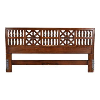 Henredon Spanish Colonial Carved Walnut King Size Headboard, Circa 1960s For Sale