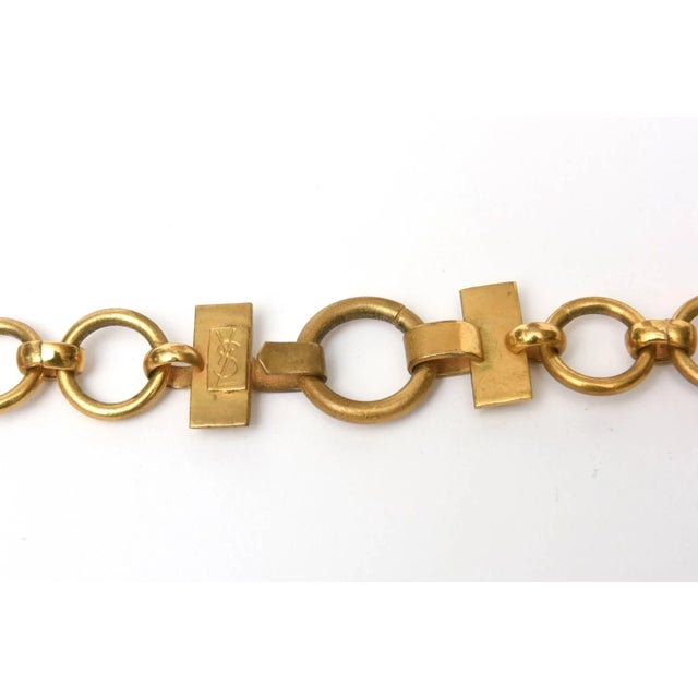 1970s Vintage Yves Saint Laurent Long Brass Link Chain Necklace 1970's For Sale - Image 5 of 9