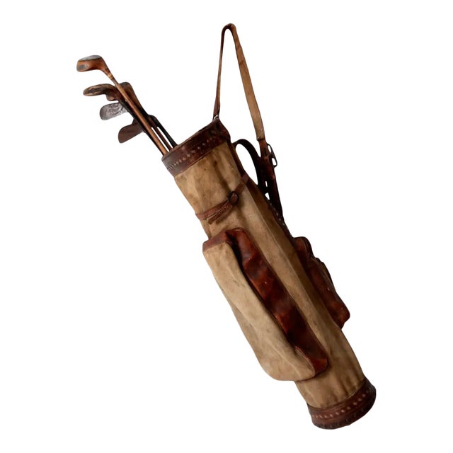 Antique Golf Bag and Clubs Set Chairish