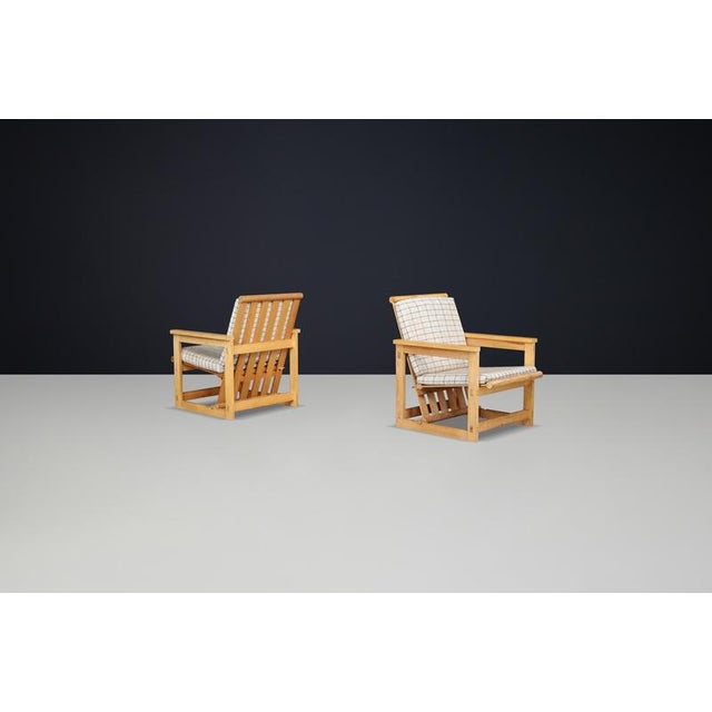 Wood Set of Lounge Chairs in Pine Model Trybo by Edvin Helseth, Norway 1960s For Sale - Image 7 of 12