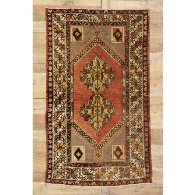 Brick Red Vintage Turkish Oushak Accent Rug - 03'07 X 06'01 For Sale - Image 8 of 9